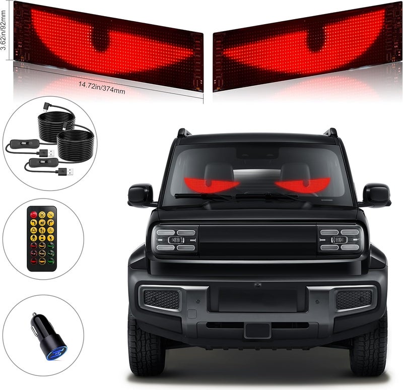 UPONELED 2PCS Devil Eyes Light for Cars,14.72inx3.62in Programmable Flexible LED Display with Remote/App Control,Soft Screen for Car LED Lights Interior, LED Eyes for Truck Windshield - Image 2